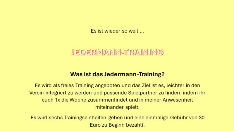 Bild zum Thema: Jedermann-Training TCRK